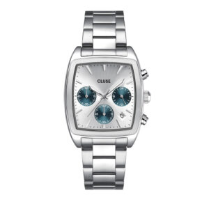 CLUSE Quartaut Chrono Watch Steel Blue Full Silver Colour